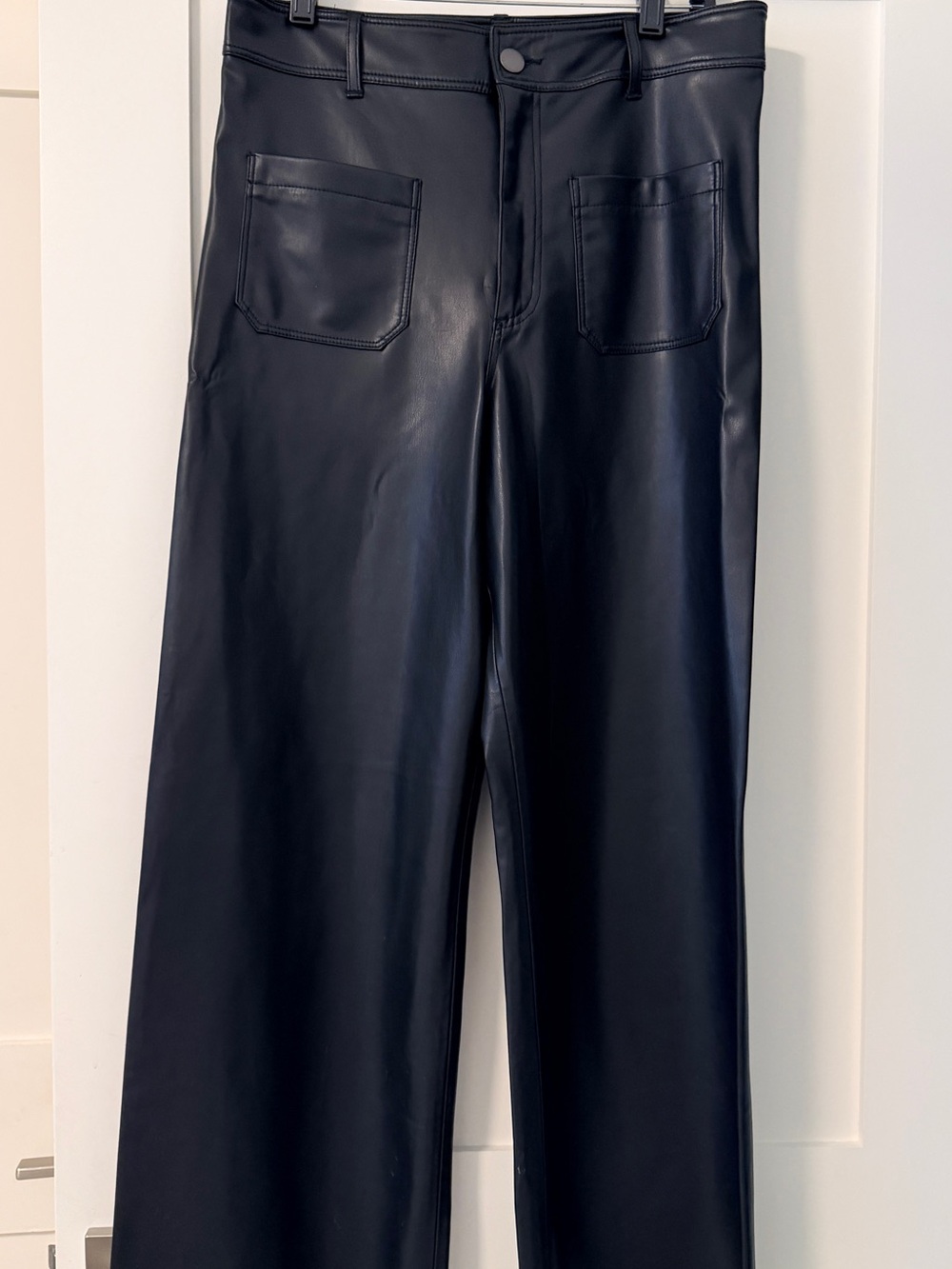Zara Black Faux Leather Wide-Leg Pants